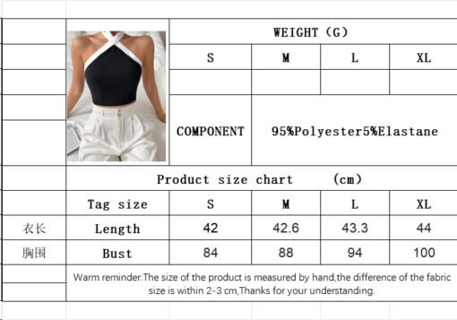 Vapetix S-XL  AliExpress Foreign Trade Women's Summer New Hanging Neck Vest Summer New Black and White Color Spli – Image 8
