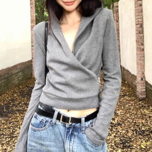 Vapetix S-XL  New Arrival Small Gray Hooded Sweater Cardigan Coat Women's Autumn and Winter Women's High-end Shor - 图片 7
