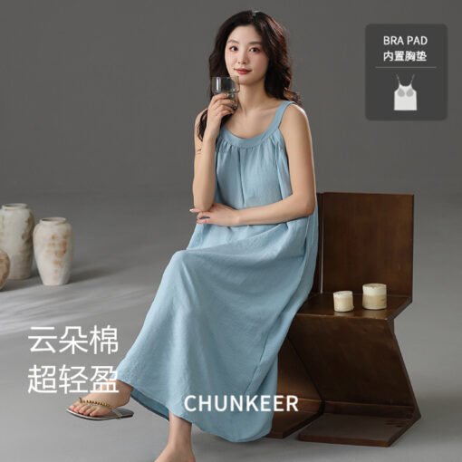 Vapetix M-XXL  Sexy Pure Desire Clouds Cotton Pajamas Women's Summer Sling Nightgown New Style Home Clothes with C – Bild 6