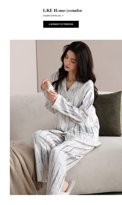 Vapetix M-XXL  2024 New Arrival Pajamas Women's Spring and Autumn Pure Cotton Sweet Princess Style Cardigan Long-S - Obrázek 6