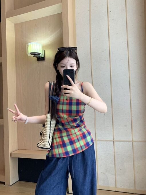 Vapetix S-XL  American Style Retro Irregular Chic Design Sling Outer Wear Vest Women's Summer Hot Girl Pleated Ye - 图片 7
