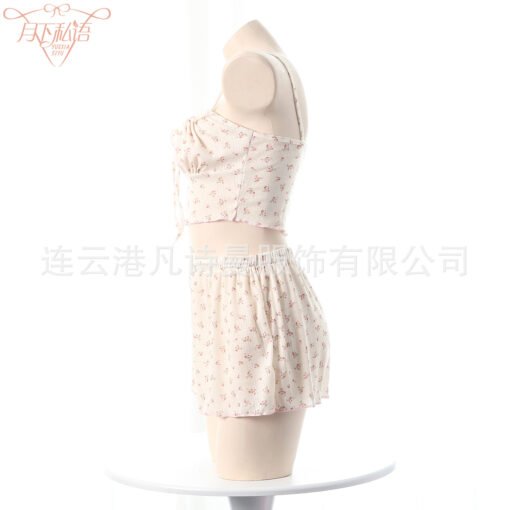 Vapetix M-L  French Floral Sexy Pajamas suit Pure Desire Sling Cute Soft Shorts Sexy Underwear for Summer - Billede 5