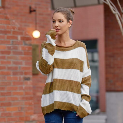 Vapetix S-XXXL  Elegant Round Neck Long Sleeve Sweater Cross-border Women's Autumn and Winter New European and Amer - Obrázek 9