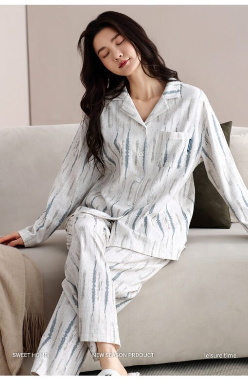 Vapetix M-XXL  2024 New Arrival Pajamas Women's Spring and Autumn Pure Cotton Sweet Princess Style Cardigan Long-S - Obrázek 7