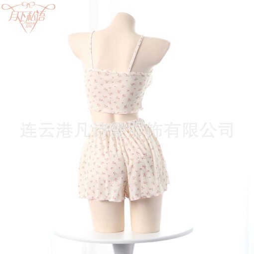 Vapetix M-L  French Floral Sexy Pajamas suit Pure Desire Sling Cute Soft Shorts Sexy Underwear for Summer - Billede 6