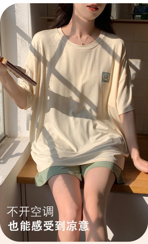 Vapetix M-XXL  New Pajamas Women's Summer with Chest Pad Modal Short-sleeved Shorts suit Cool Anti-bump Outwear - Obrázek 6