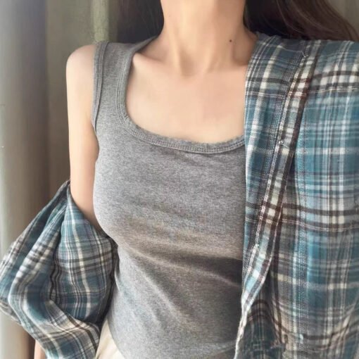 Vapetix S [70-95 pounds]-XL [125-150 pounds]  2025 Spring and Summer New Camisole Women's Inner Wearing Outer Wearing Camisole Solid Color Wide S - Obrázek 5