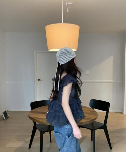Vapetix One size fits all-One size fits all  South Korea Chic Summer Cute Age-reducing Micro-transparent Heavy Industry Ear V-neck Flying Sleeve - 图片 7