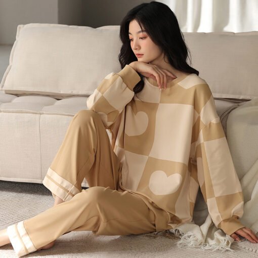 Vapetix Female M-Female XXL  Pajamas Women's 2025 Spring New Cotton Round Neck Outer Wearing Long Sleeve Plus Size Home Wear Out - Afbeelding 8