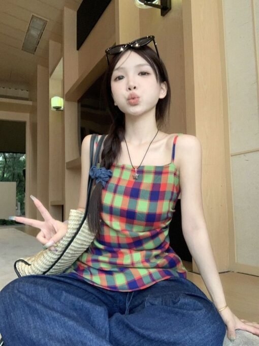 Vapetix S-XL  American Style Retro Irregular Chic Design Sling Outer Wear Vest Women's Summer Hot Girl Pleated Ye - 图片 8
