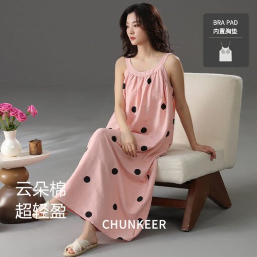 Vapetix M-XXL  Sexy Pure Desire Clouds Cotton Pajamas Women's Summer Sling Nightgown New Style Home Clothes with C – Bild 8