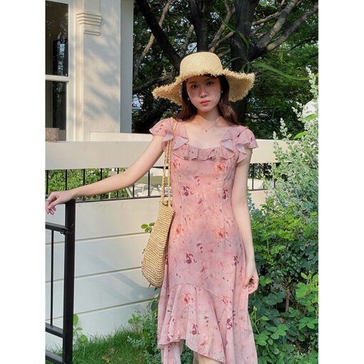 Vapetix M（80-105）-L（105-120）  [Pellis Garden] Song Ming Holiday Wind Dizzy Ruffled Floral dress Summer Long Dress YZ4912F – Bild 7
