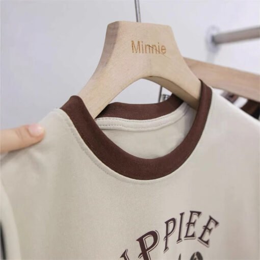 Vapetix M-2XL  Pure Desire Style American Style Retro Puppy Contrast Color Round Neck Short-sleeved T-shirt Women' - Pilt 7