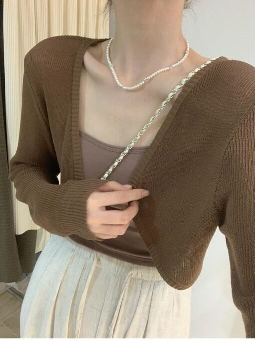 Vapetix Average size 80 to 125 pounds-Average size 80 to 125 pounds  Ice Silk Knitted Sunscreen Cardigan Women's Thin Shawl 2025 Summer with Sling dress Outer Blouse To - Kép 9