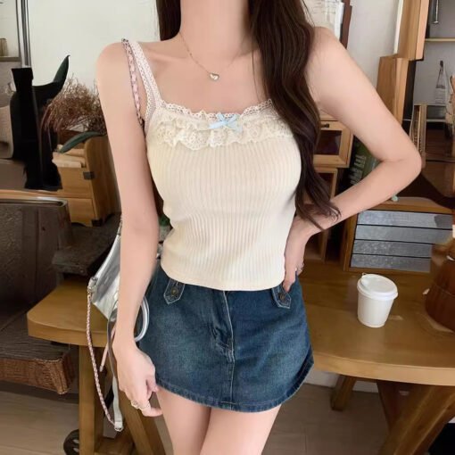 Vapetix S-XL  Lace Camisole Women's Summer French Style Chic Sweet Spice Girl Chic Beautiful Short Bottoming Oute – Bild 8