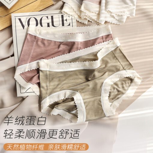 Vapetix M-L  Traceless Mid-waist Lace Cashmere Protein Skin-nourishing Panties Women's Warm Fiber 5A Antibacteri - 图片 8