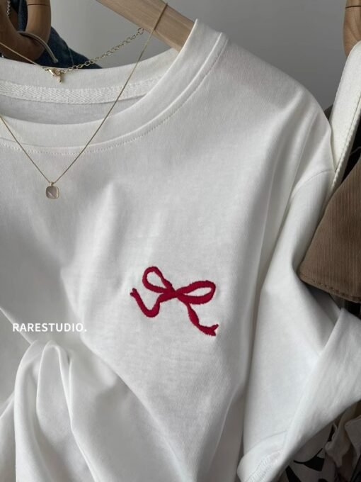 Vapetix M-2XL  Spring and Summer South Korea New Simple Embroidered Small Bow Solid Color All-match Shoulder Short – Bild 9