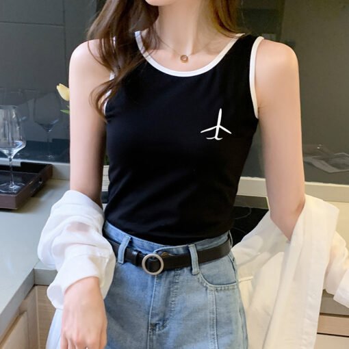 Vapetix M-2XL  Wholesale Camisole Women's Outer Wear Korean-style Slim-fit Black Inner Jacket White All-match Inne - Obrázek 8