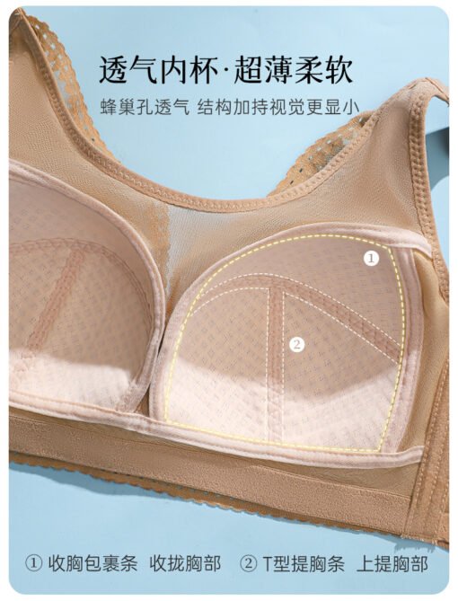 Vapetix 36/80C-46/105D  Breathable Underwear B- E Cup Women's Large Chest Small Anti-sagging Without Steel Rings Thin Bra T - 图片 7