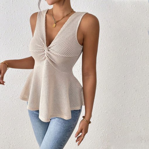 Vapetix S-XL  2025 Summer New AliExpress Foreign Trade Women's Clothing Yujie Commuter T-shirt V-neck Sleeveless - Image 8