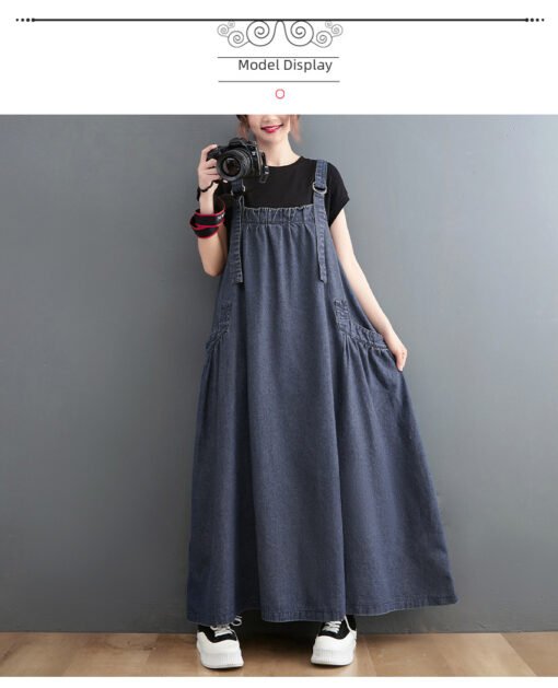 Vapetix Large size M-Large XXL  Japanese and Korean-style plus size Women's Spring and Summer Mid-length Suspender Dress Women's Lo - 图片 3