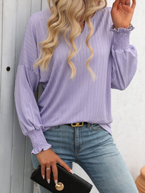 Vapetix S-XXL  European and American Cross-border Amazon Women's 2024 Summer New Loose V-neck Top Bat Sleeve T-shi - 图片 6