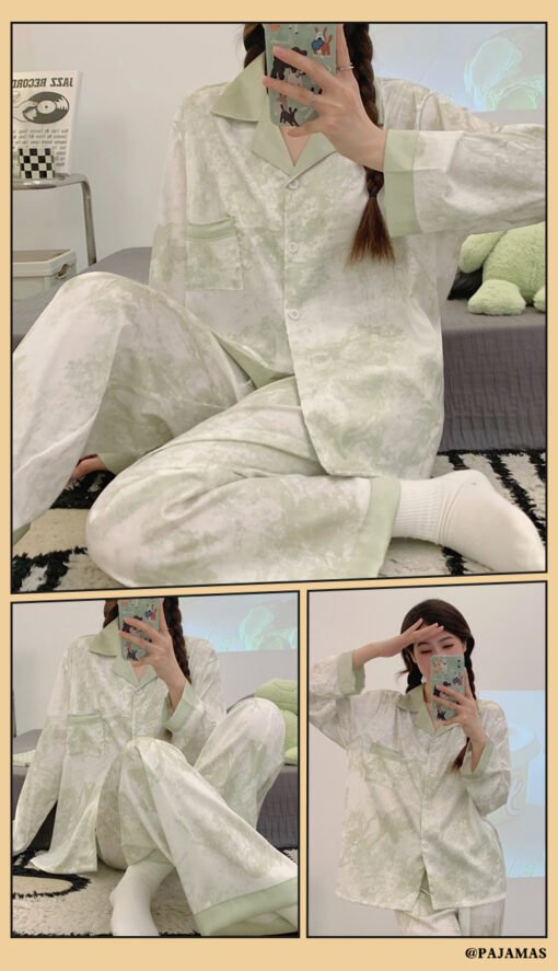 Vapetix M-XXL  2025 Spring and Autumn New Pajamas Women's Ice Silk Long-sleeved Sweet High-end Jacquard Outfit Two - Afbeelding 9