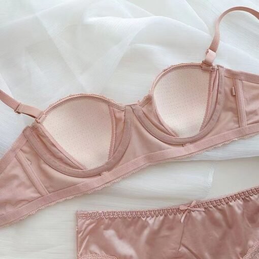 Vapetix S code [32/70ABC]-XL size [38/85ABC]  Small Exquisite Light Luxury Sexy Satin Inner Clothes Girl Soft Steel Ring Half Cup Small Chest Pus - Obrázek 5