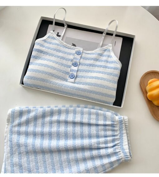 Vapetix M-XXL  Pure Desire New Style Instagram Style Korean Style Sweet Striped Pajamas Women's Summer Thin Sling – Bild 8