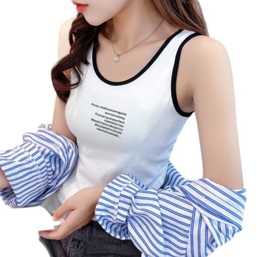 Vapetix M-2XL  Pure U-neck Camisole Women's Spring New Fashionable Slim-fit Slimming Wide Shoulder Strap Sleeveles - Pilt 9