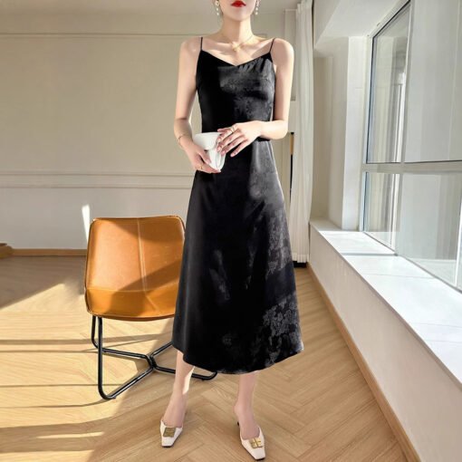 Vapetix S-XXL  24 Spring and Summer New French Style High-end V-neck Printed Elegant Long Dress Loose Slimming Com – Bild 8