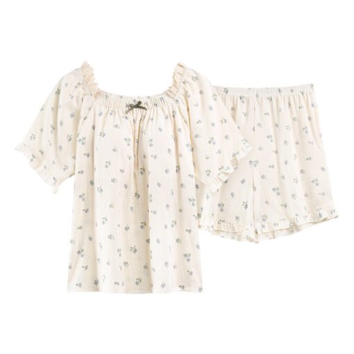Vapetix M-2XL  Pajamas with Chest Pad Women's Summer New Short-sleeved Shorts Girls Cute Thin Comfortable Clouds C - obrazek 8