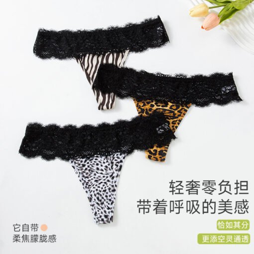 Vapetix M-XL  Sexy Lace Hollow Leopard Zebra Women's Underwear Pure Breathable Thong Stretch Low Waist T-Pants - Afbeelding 8
