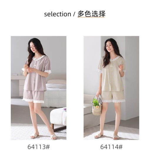Vapetix M recommends 85-105 pounds-2XL recommends 140-160 pounds  Woven Cotton Gauze Pajamas Women's Summer Pure Cotton Short-sleeved Shorts Thin Summer Women's Outw - 图片 9