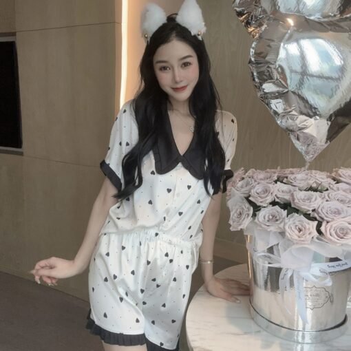 Vapetix M-XL  [Thief] Ice Silk Pajamas Women's plus size Summer Light Luxury High-end Western Style Outwear suit - Obrázek 9