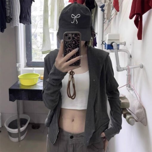 Vapetix S-XL  Chubby Girls Korean Style Design Sense Cross Hooded Long Sleeve Sweat Women's Autumn New Sweet Cool - 图片 9