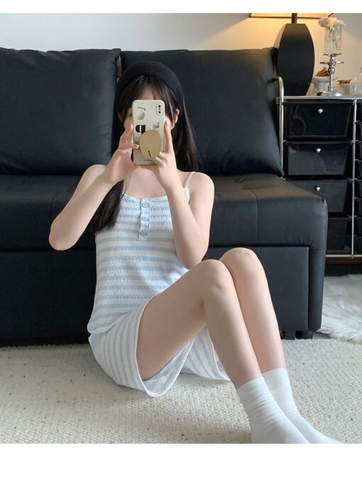 Vapetix M-XXL  Pure Desire New Style Instagram Style Korean Style Sweet Striped Pajamas Women's Summer Thin Sling – Bild 9