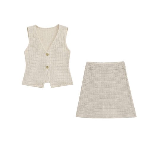 Vapetix S-L  ZR foreign trade wholesale European and American style women's knitted texture vest mini skirt suit – Bild 9