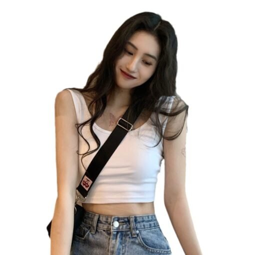 Vapetix Small average size [70-99 pounds]-Large average size [100-135 pounds]  A generation of hot girls short I-shaped camisole women's inner and outer wear umbilical sleeveless – Image 7