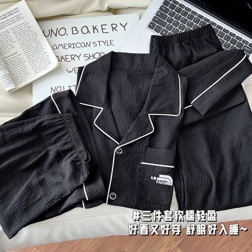 Vapetix L-XXXL  [Yi Zhiyan] Summer New Cloud Cotton Short-sleeved Small Lapel Cartoon Printed Men's Pajamas Three-p - 图片 5