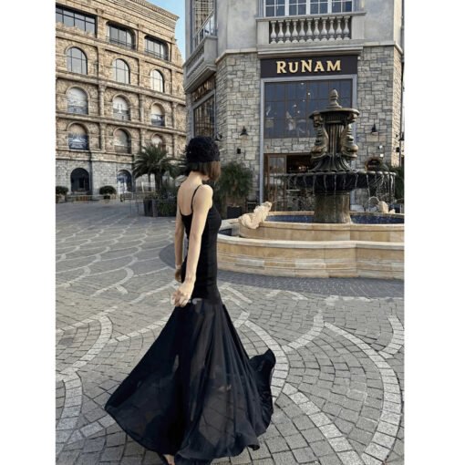 Vapetix S-XL  European and American Style Summer New Fashionable Square Collar Pleated Large Swing Waist Slimming - 图片 5