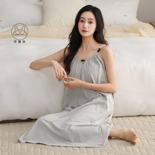 Vapetix 160(M)-175(XXL)  With Chest Pad Cool Cotton Sling Nightgown Pullover Casual Sexy Cotton Rack Cotton Girl's Vest dres – Bild 4