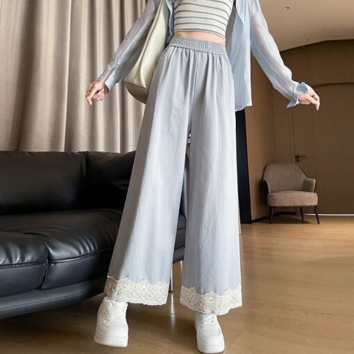 Vapetix S-3XL  Lace Lace Pants Women's Spring and Summer 2025 New High Waist Wide Leg Pants Loose Slimming Casual