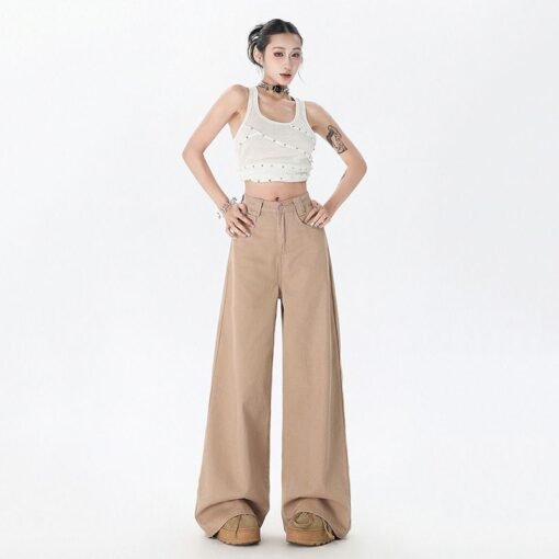 Vapetix XS-XL  Real shot of 2025 spring and summer fashion trend casual pants for women high waist drooping wide-l - Billede 7