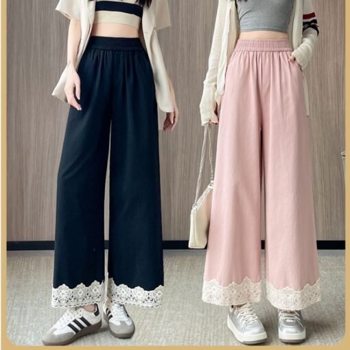 Vapetix S-3XL  Lace Lace Pants Women's Spring and Summer 2025 New High Waist Wide Leg Pants Loose Slimming Casual – Bild 2