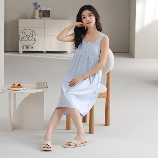 Vapetix 160(M)-175(XXL)  With Chest Pad Cool Cotton Sling Nightgown Pullover Casual Sexy Cotton Bracket Cotton Girl Sleevele - Afbeelding 5
