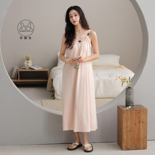 Vapetix 160(M)-175(XXL)  With Chest Pad Cool Cotton Sling Nightgown Pullover Casual Sexy Cotton Rack Cotton Girl's Vest dres – Bild 2