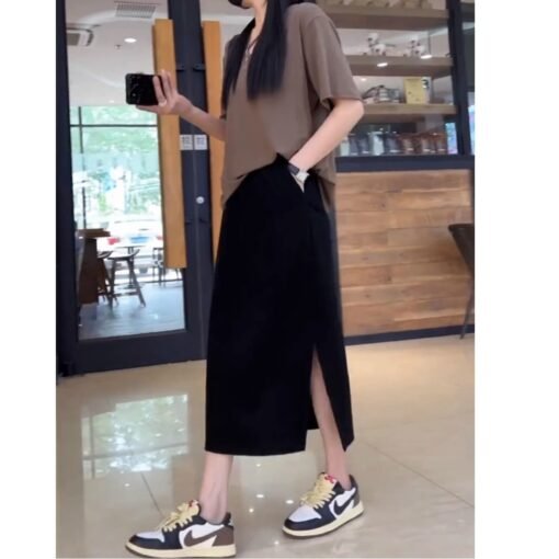 Vapetix M-4XL  Pear Shape Figure plus size High Waist Slimming Black Skirt Women's Spring and Summer New Stretch L – Bild 3