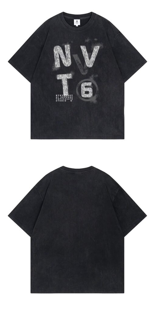 Vapetix S-3XL  【Tmall/Recommended】Heavy 230g double yarn pure cotton combed tight NVT6 letter printed short-sleeve - 图片 2