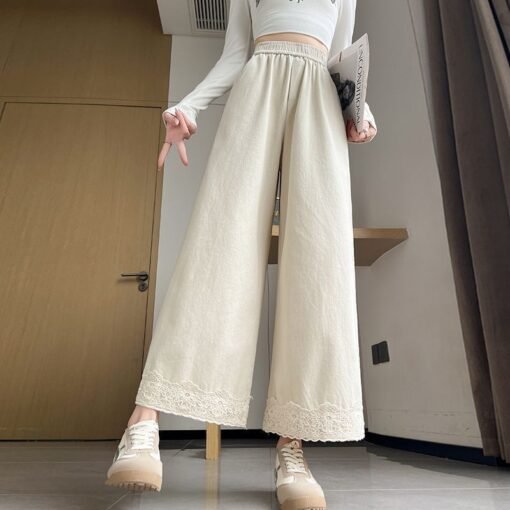 Vapetix S-3XL  Lace Lace Pants Women's Spring and Summer 2025 New High Waist Wide Leg Pants Loose Slimming Casual – Bild 3